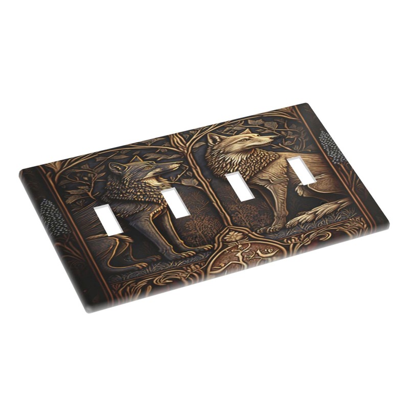 Medieval Of Two Wolves 4 Gang Decorative light switch plate