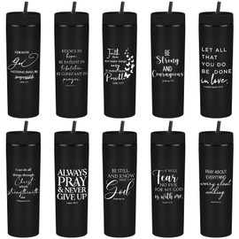 Teenyyou 10 Pcs Christian Tumbler Gifts for Women Bible Verse Skinny Cups for Pastor 16 oz Plastic Religious Cups with Lids Straws Inspirational Church Gifts for Men Sunday School Teacher (Simple)