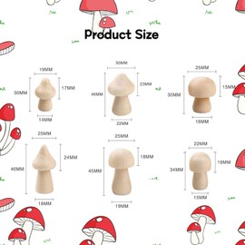 YIQXKOUY Unfinished Wooden Mushroom 6 Sizes of Natural Wooden Mushrooms for Arts and Crafts DIY Paint Wood Craft Projects Ornaments for Home Desk Bookshelves Decoration 48 Pieces