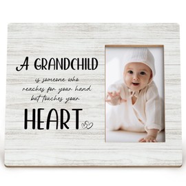 DIENADFX Grandparents Baby Picture Frames, First Time Grandparenrs Gifts from Grandkids, A Grandchild is Someone Who Reaches For Your Hand But Touches Your Heart Photo Picture Frames for 4x6 Photos