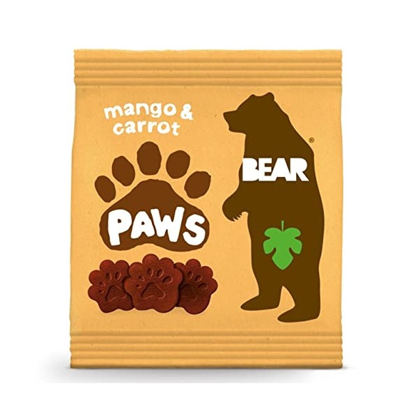 Bear Pure Fruit & Veg Paws Mango & Carrot Bars 12+ Months, 5x20g