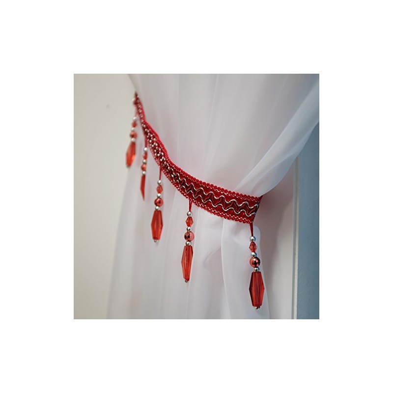 John Aird PAIR (x2) Crystal Beaded Curtain Tie Back (Red)