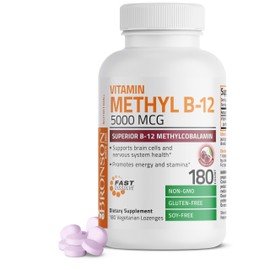 Bronson Methyl B12 5000 mcg Vitamin B12 Methylcobalamin Energy & Brain Support, 180 Lozenges