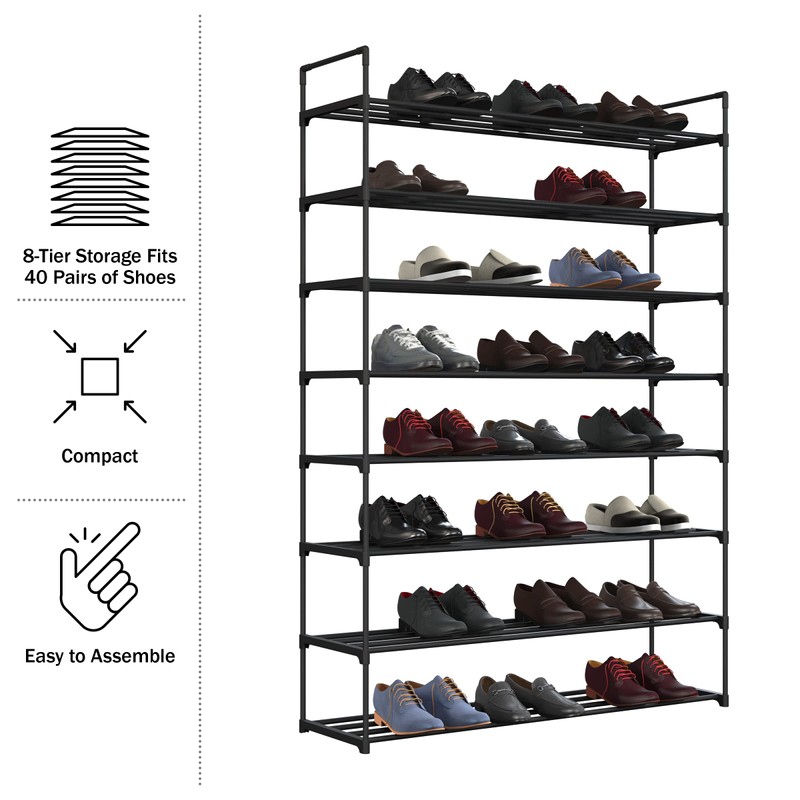Shoe Rack - 8-Tier Shoe Organizer for Closet, Bathroom, Entryway