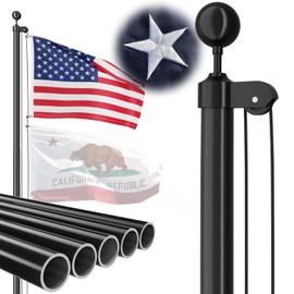 Heavy Duty 25 FT Flag Pole, Unbending 100MPH Wind Resistance, 95HBW Hard Aerospace Aluminum, In-Ground Flagpole Kit for Outside House