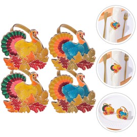 ULTECHNOVO 4pcs Maple Leaf Napkin Elegant Turkey Napkin Holders Creative Buckles for Thanksgiving Festive Table Decor Delicate Design for Casual Formal Settings