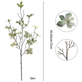 JOJAZE 3PCS Artificial Fall Stems Faux Branches with Leaves for Vase Fake Plants for Home Table Autumn Festival Thanksgiving Christmas Decor（Gray-Green）