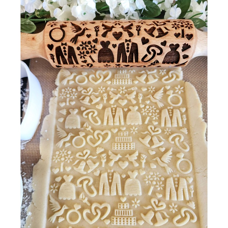Impress Bakeware – Embossed Rolling Pin with Wedding Pattern in