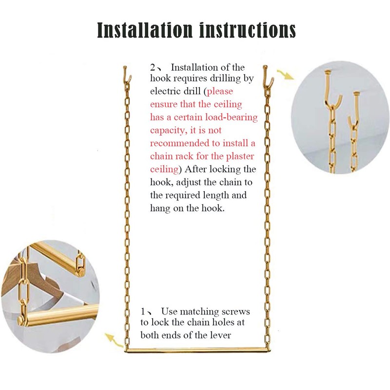 FURVOKIA 2 Pcs Adjustable Height Creative Chain Clothing Hanging Racks,Clothes