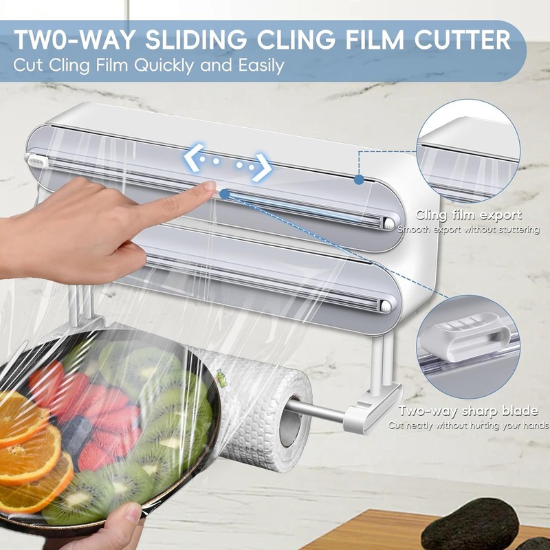 Wall Roll Holder, Aluminium Foil Dispenser and Freshness, 3-in-1 Magnetic