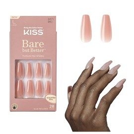 KISS Bare But Better TruNude Fake Nails Nude Nail Shades Manicure Set, Nude Glow', 28 Chip Proof, Smudge Proof Glue-On Nails