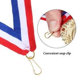 ieron 25 x Medal Ribbons with Snap Fasteners, Striped Lanyards, Award for Competitions, Sports, Meetings, Sports, Party, Red, White, Blue