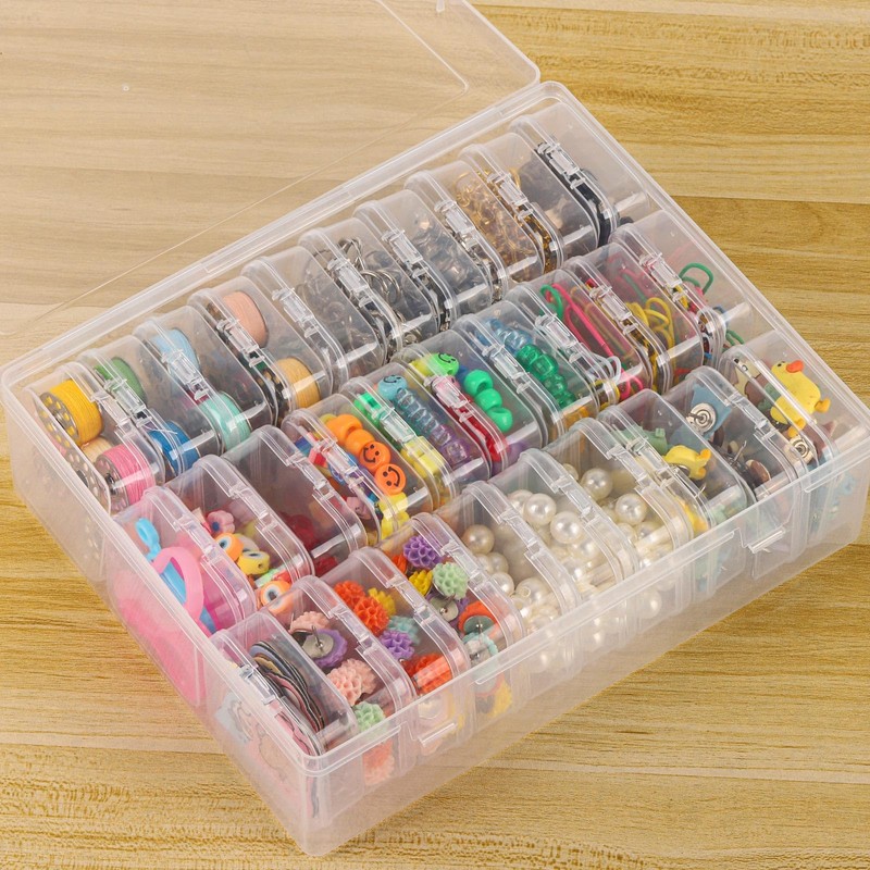 acDesign 30Pcs Bead Organizer Box，Small Plastic Storage Box With Hinged