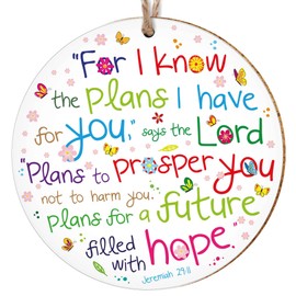 Christian Hanging Ornament, I Know The Plans - Useful as Christian Wall Decor or a Coaster, with Bible Verse Psalm 119:90. Christian Gifts for Women, by Just Cards Direct (Multicolored/Plans)