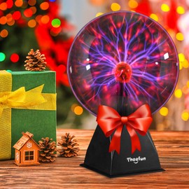 Theefun Blue Plasma Ball: 8 Inch Plasma Globe Touch & Sound Sensitive Plasma Ball Lamp Electric Ball Lightning Novelty Light for Parties, Home, Prop, Room Decoration, Christmas Gifts