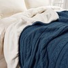 Longhui bedding Acrylic Cable Knit Sherpa Throw Blanket - Thick,