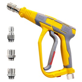 BESHED Short Pressure Washer Gun, High Power Washer Gun with 1/4 Inch Quick Connect, 3/8'' Quick Connect, M22-14mm and M22-15mm Fittings, 5000 PSI