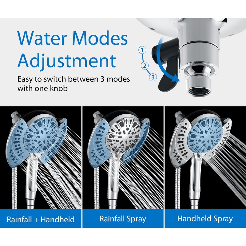 INAVAMZ 2-in-1 Shower Head with Handheld Combo: 2.5GPM Rainfall Shower