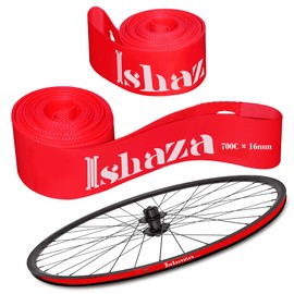 Ishaza Pack of 2 Bicycle Rim Strip 26" x 20mm – Red Rim Tape High-Pressure, Puncture & Temperature Resistant Durable Elastic PVC Bike Wheel Liner for Mountain & Road Bicycle (Red, 700C × 16mm)