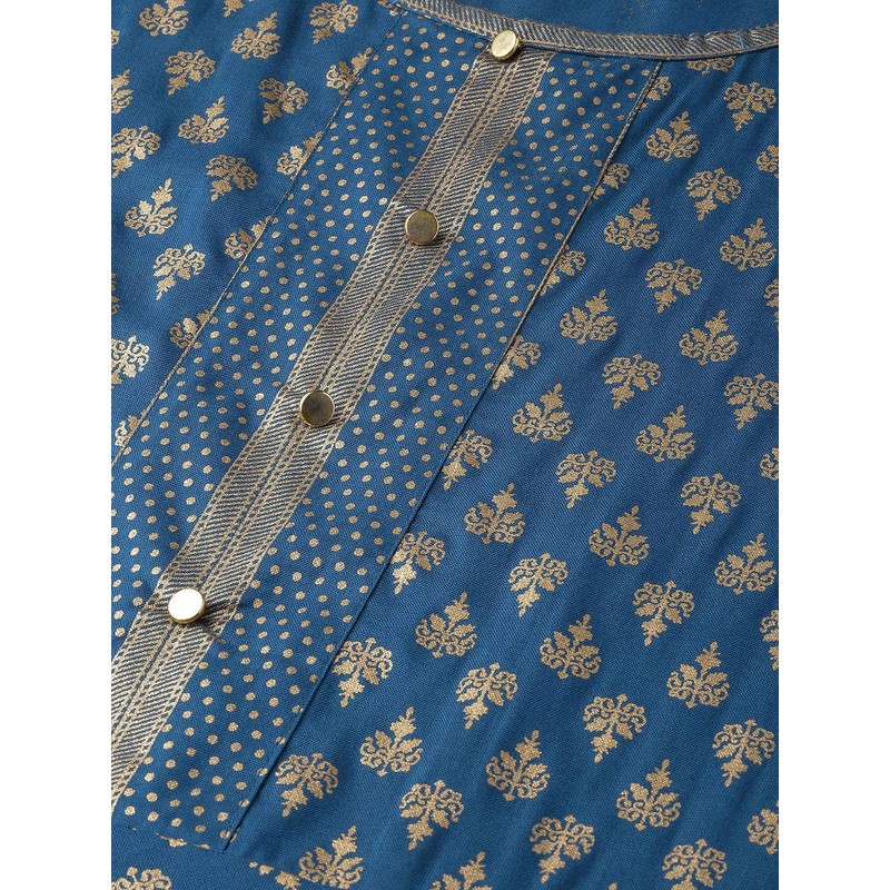 Yash Gallery Rayón Buta Print Anarkali Kurta para mujer, Azul.,