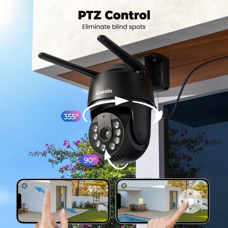 Codnida 5MP Outdoor WiFi Surveillance Camera, 2.4/5 GHz WiFi Camera