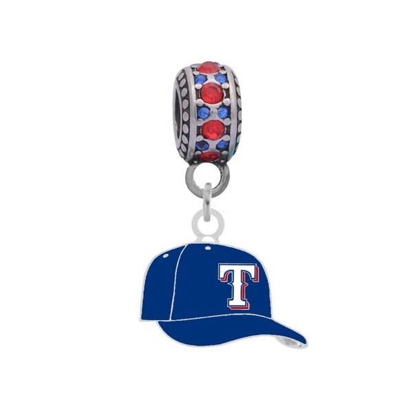 Texas Rangers Cap CharmCompatible With Pandora Style Bracelets. Can also be worn as a necklace (Included.)