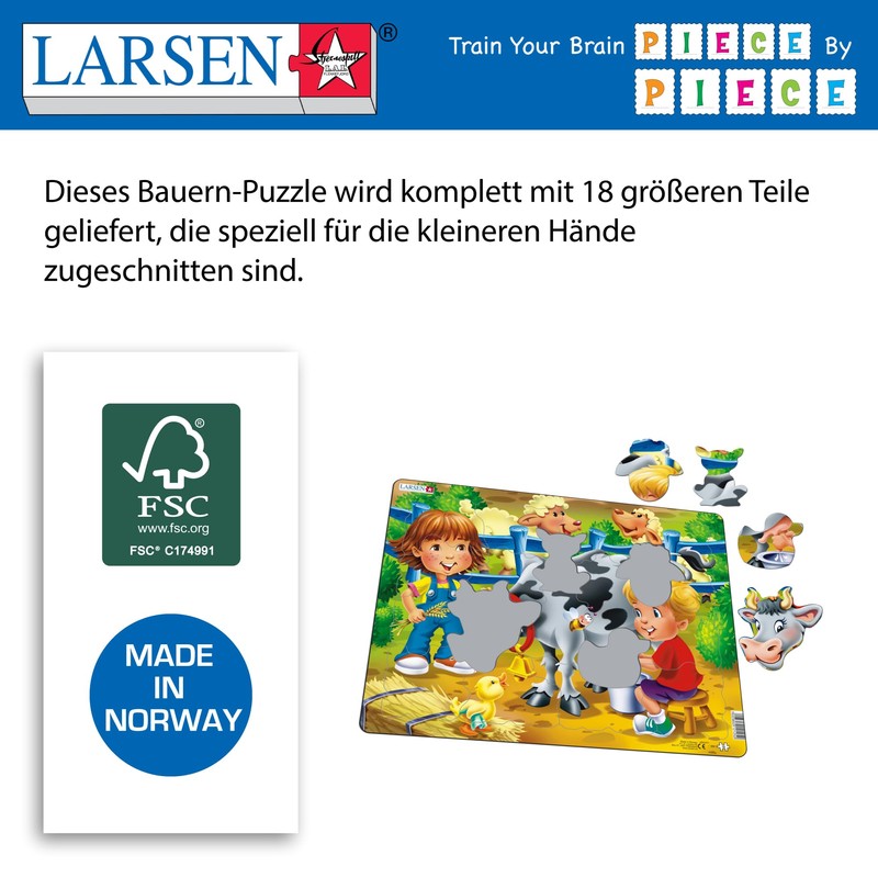 Larsen BM5 Farm Kids with Cow Puzzle
