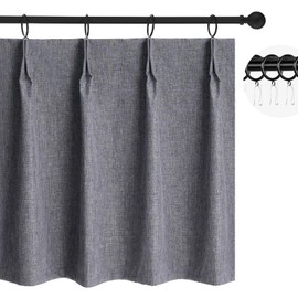 WdFour 100% Blackout Pinch Pleated Kitchen Curtains,cafa Curtains, are Perfect for Short Windows, bathrooms, bedrooms, and Small Windows。(Dark Gray,30" W x 30" L,Pack of 2)