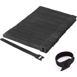 Sunnysam Pack of 100 Velcro Cable Ties, Black, Cable Ties, Resealable with High-Quality Nylon Material (150 x 12 mm)