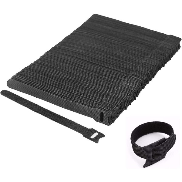 Sunnysam Pack of 100 Velcro Cable Ties, Black, Cable Ties,