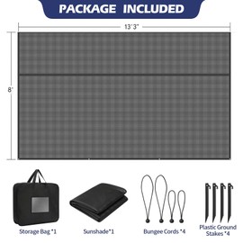 NAIMORUI RV Awning Shade Screen with Zipper, 8'X13'3" RV Awning Front Shade Screen, Black Mesh UV Blocker Sunshade Complete Kits for RV Camper Motorhome Trailer, Black