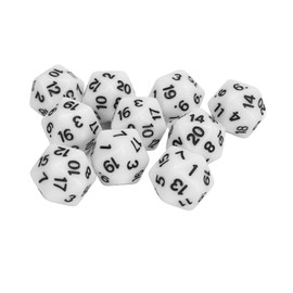 Polyhedral Dice Set, 10 Pieces D20 Polyhedral Dice, 20 Sided DND Dice, Plastic Lightweight Portable for Dungeons and Dragons, Table Games, Role Playing (White)