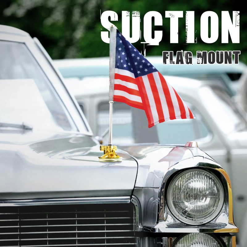 Anley USA Car Flag & Flagpole Outdoor Suction Cup Style