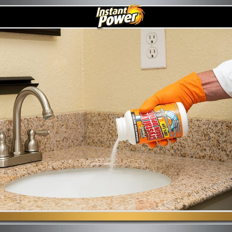 Instant Power Crystal Lye Drain Opener, Lye Sodium Hydroxide, Unclogs