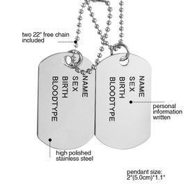 Flongo Alloy Dog Tag Necklace Military First Name Military Army Fashion Jewelry Gift Black Silver, Metal, No Gemstone
