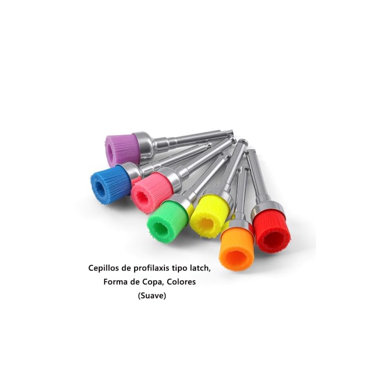 Cepillos Profilaxis Dental Tipo Copa Cerdas Nylon Suave 100pcs Colorido