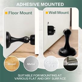 Magnetic Door Stoppers,Stainless Steel Door Stops for Wall and Floor Mounting. Door Holder KeepDoor Ope,No Drilling Door Stop with Adhesive Tapes. (2, Silver)