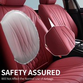 FLORICH Universal Seat Covers, 2-Seater Waterproof Nappa Leather Car Seat Covers, Automotive Seat Covers Car Seat Protector Fit for Most Cars - Red