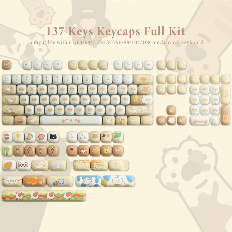 JakeTsai 137 Keys PBT Keycaps, MOG Profile Keycaps, Dye Sublimation,