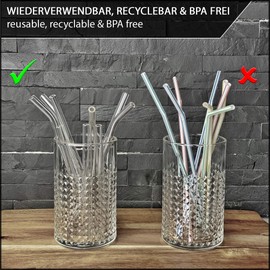 Sir Finley Monkey Glass Straws Short (Pack of 12) - Glass Straws Reusable, Dishwasher Safe - 15 cm Straight Transparent