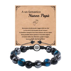 VGWON Vatertagsgeschenk, Papa Geschenk, 10mm Naturstein-Herrenarmband, Geschenkideen für Papa, originelle Geschenke für zukünftigen Vater IT