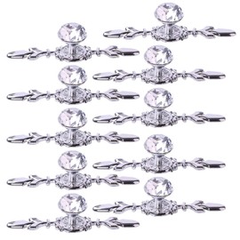 Fvstar 10pcs Crystal Cabinet Knobs, Glass Cabinet Pulls Handles with Plate, Diamond Dresser Drawer Knobs, Decorative Furniture Door Hardware for Kitchen Bathroom Cupboard, 4.7 inch