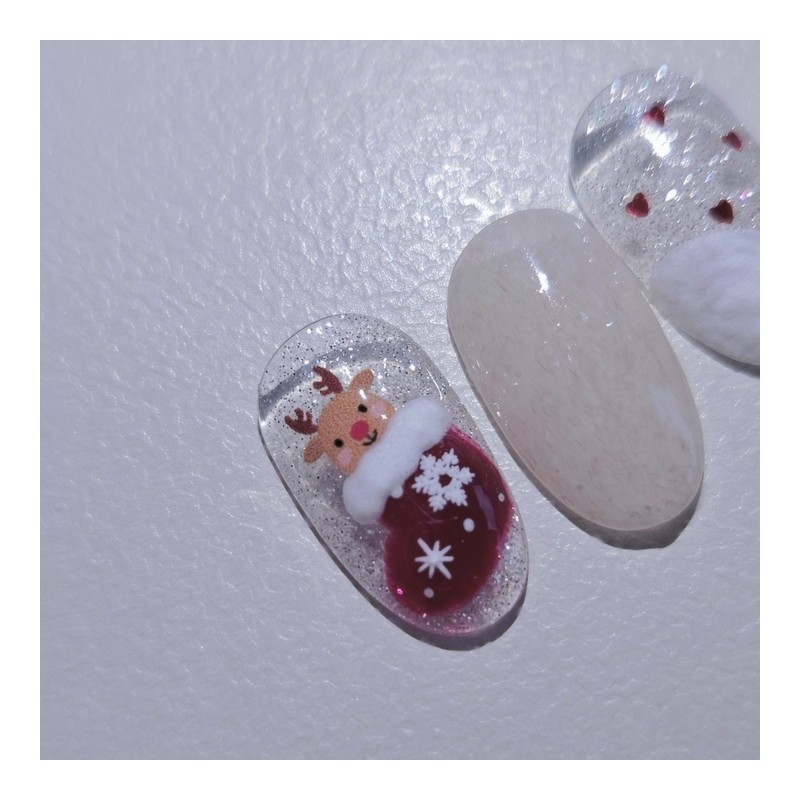Snow Village Handmade Nail Tips - Almond Midi / 스노우