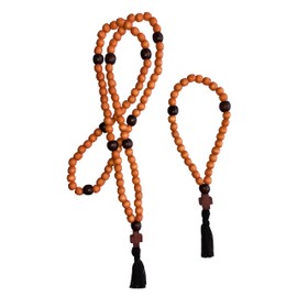 Generic Christian Orthodox Komboskoini Prayer Rope Oak Wooden Chotki Set 30 100 Knots Cross Pray Set Beige