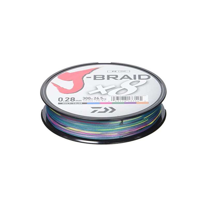 Daiwa J- Braid X8, Multicolor, 0.28mm, 26.5kg / 58.0lbs, 300m,