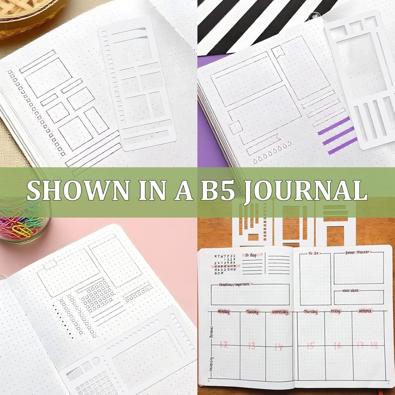 9pcs Handmade Flexible Record Template, Stencils Drafting Tools, Reusable Templates