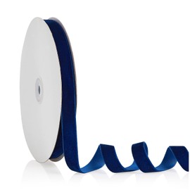 Cinta de terciopelo azul marino de 5/8 pulgadas x 20 yardas para decoración de corona de árbol de Navidad, adornos hechos a mano, envoltura de regalos y fabricación de lazos