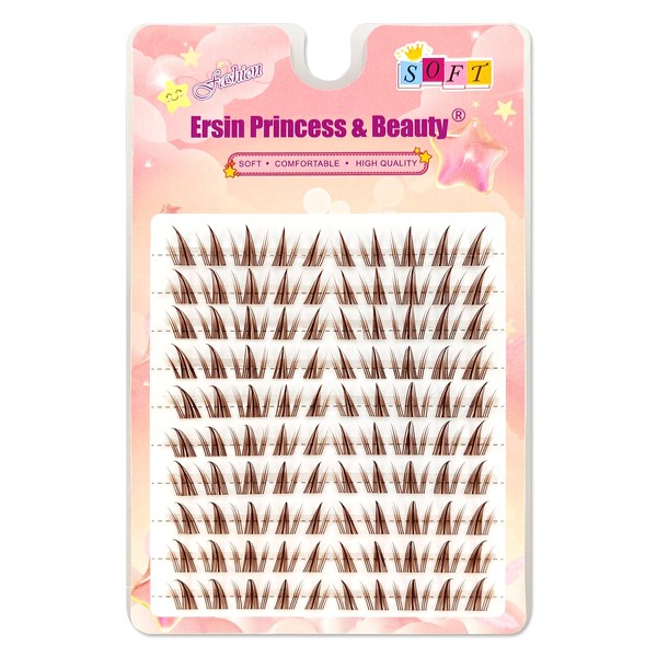 Brown Eyelash Extensions Set, 100 Pieces, 10-13 mm, Mixed Clear
