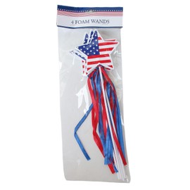 Show-Offs Patriotic Star Wands with Streamers for 4th of July Parties - 4 Count