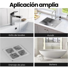 VERALY.MX | 50 Pegatinas Desechables de Malla para Drenaje de Ducha, Pegatinas para el Filtro de Drenaje del Piso, Tapón de Pelo Cuadrado para Drenaje de Ducha para Cocina, Fregadero, Bañera